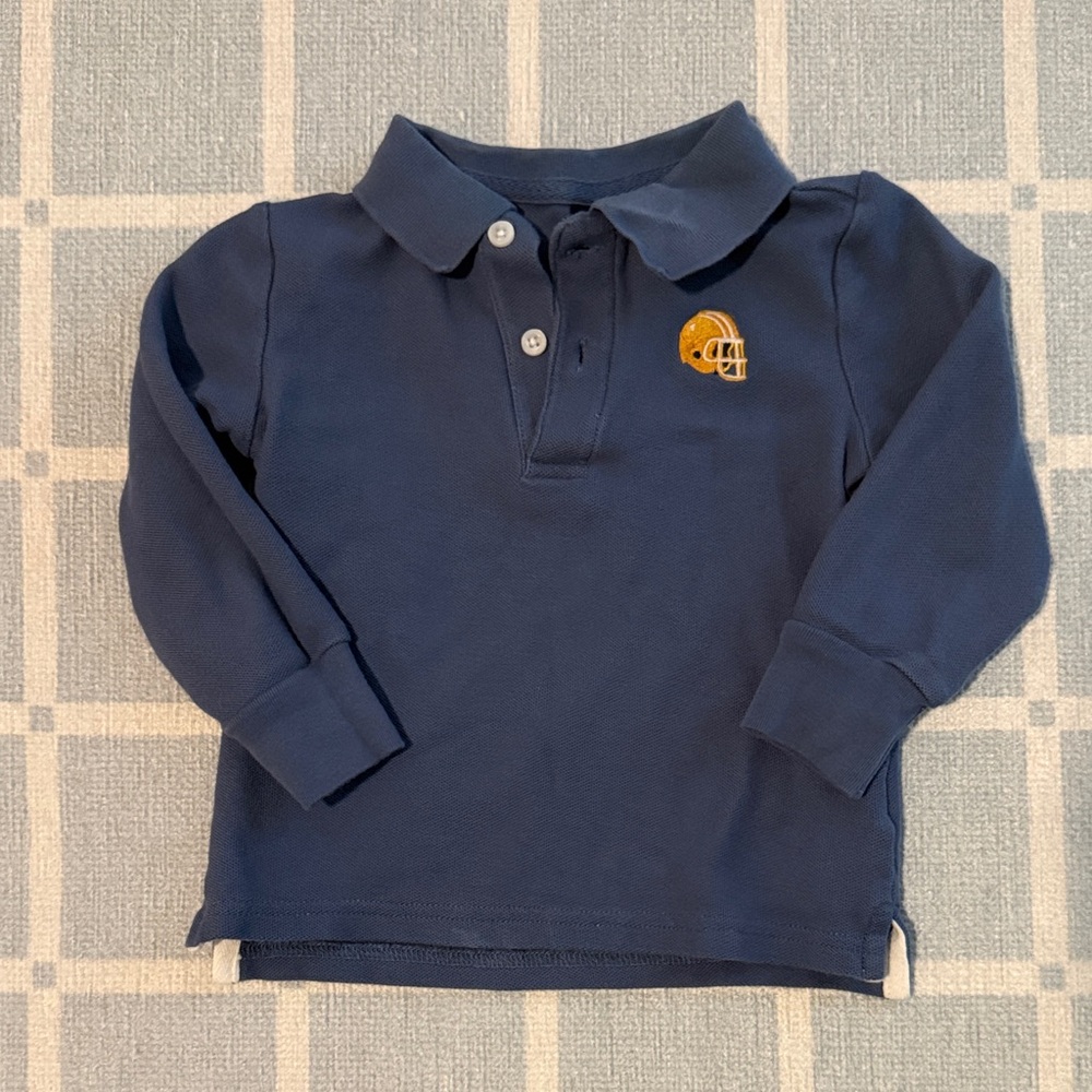 Janie and Jack Dark Blue Kids Polo with Yellow Embroidery